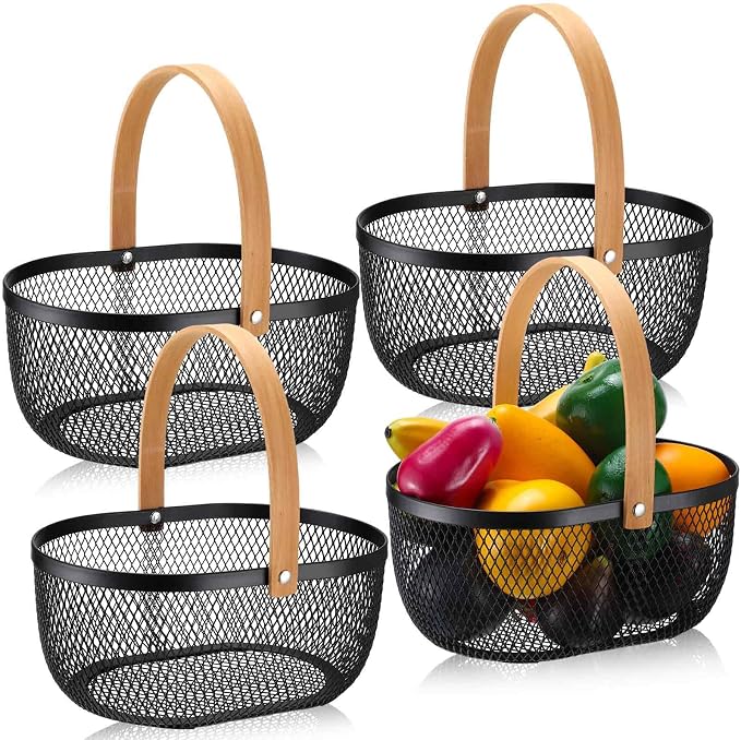 Maxcheck 4 Pcs Oval Metal Wire Storage Basket by Maxcheck