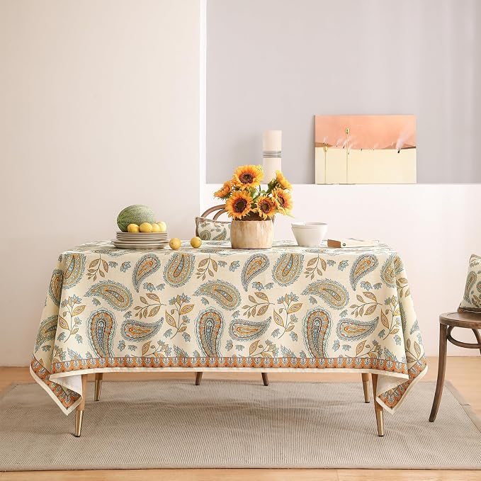patdrea Designer Vintage French Rectangle Table Cloth, Italian Floral Wrinkle - Image 8