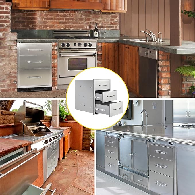 Outdoor Kitchen Drawers 14" W x 21"H x 21"D Stainless Steel Drawer Flush Mount - Image 6
