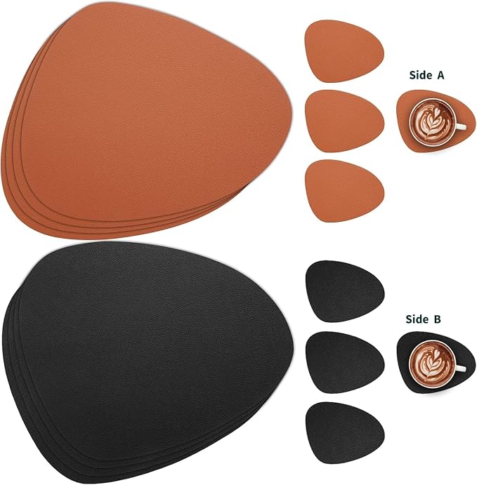 Myir JUN Placemats, Dual-Sided Placemats Waterproof Faux Leather Placemats Set - Image 2