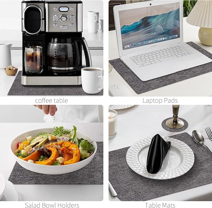 MOSAYT Faux Leather Placemats Set of 6, Heat Resistant Wipeable Washable Vinyl - Image 8