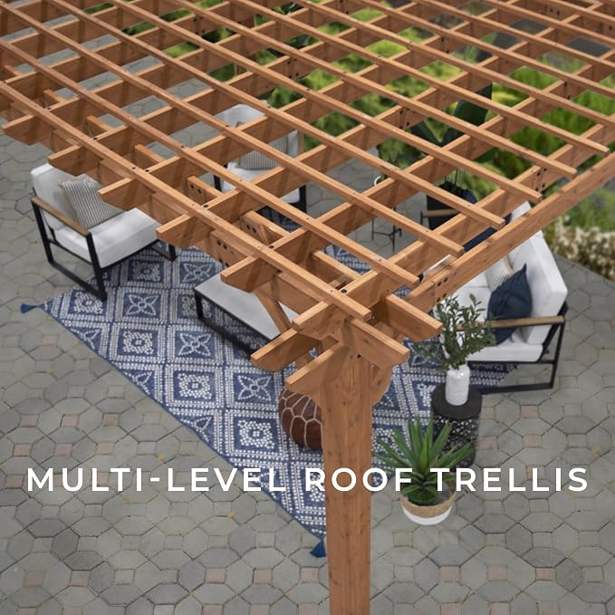 Backyard Discovery Beaumont 16' x 12' Traditional Cedar Wood Pergola Kit - Image 9