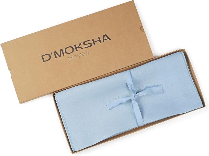 D'Moksha Homes Linen Powder Blue Table Runner 72 Inches Long - Image 4