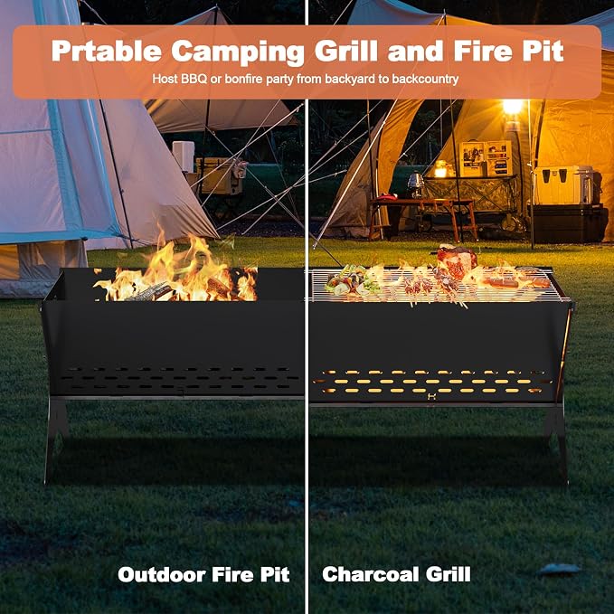 Charcoal Grills 2 Packs | Portable Folding Camping Grills, Backpacking & BBQ - Image 3