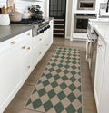 Easy Jute Checkered Runner Rug, 2x6 Green Modern Washable Rugs Runner by Rugalia