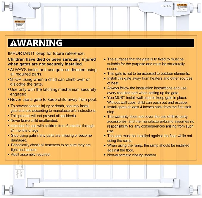 Cumbor 29.7-46" Baby Gate for Stairs, Toddler Safety Essentials for The House - Image 8