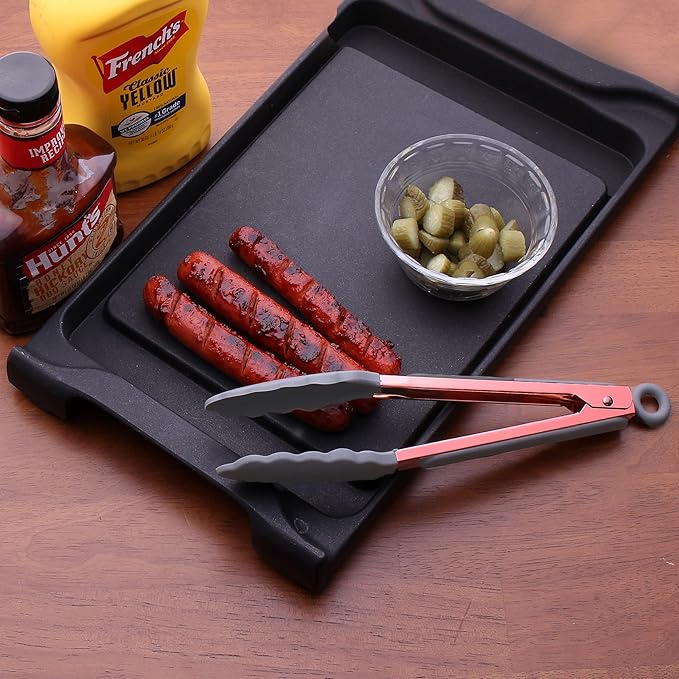 Tongs Set, 9-Inch and 12-Inch Stainless Steel with Silicone Heads