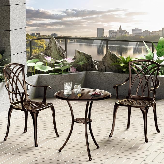 Patio Bistro Set 3 Piece, Cast Aluminum Bistro Set - Image 7