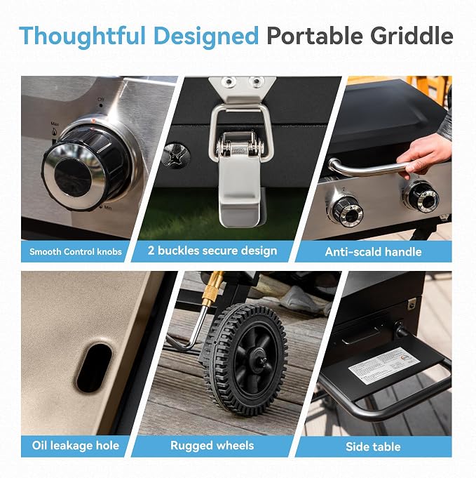 GREEN PARTY 2 Burner BBQ Propane Gas Griddle - Image 9