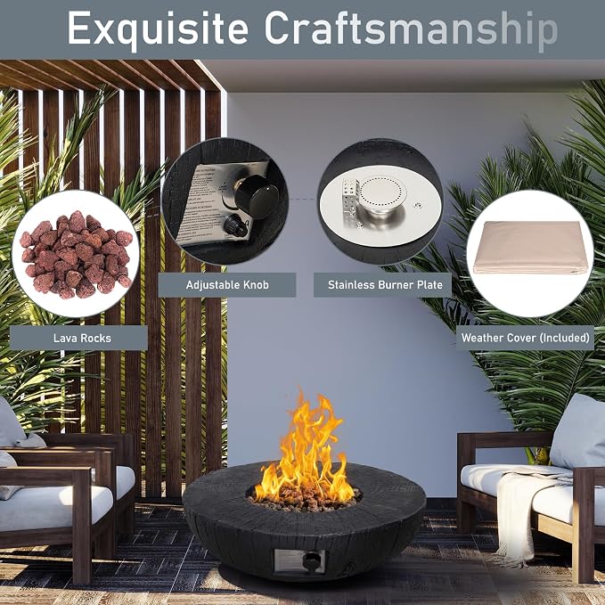 Afterglow TerraFab 28" Round 30, 000 Btu Propane Fire Bowl Fire Pit - Image 3