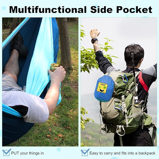 Hammock for Camping, Portable Double 500 lb Capacity, Dark Blue
