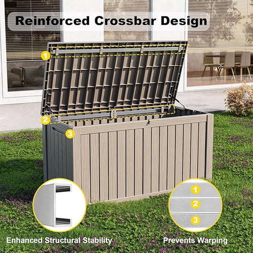 150 Gallon Waterproof Outdoor Storage Box, Resin Deck Box, Lockable Outside - Image 2