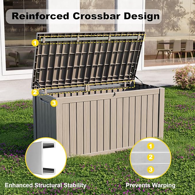 150 GallonOutdoor Storage Box, Resin Deck Boxes Waterproof, IndoorOutdoor Bin - Image 4