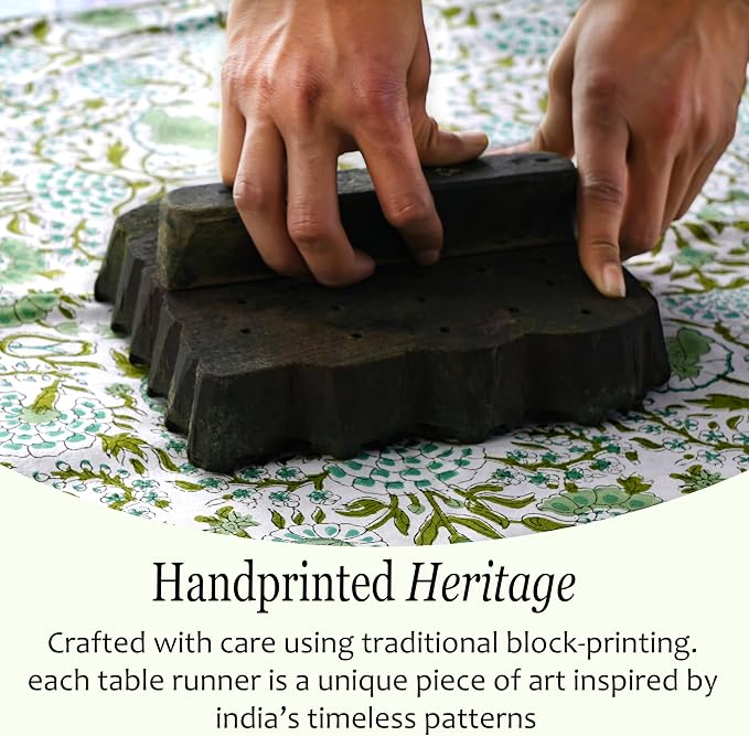 CPC Cotton Table Runner 16x106 inch Block Printed Long Fall Table Runner - Image 9