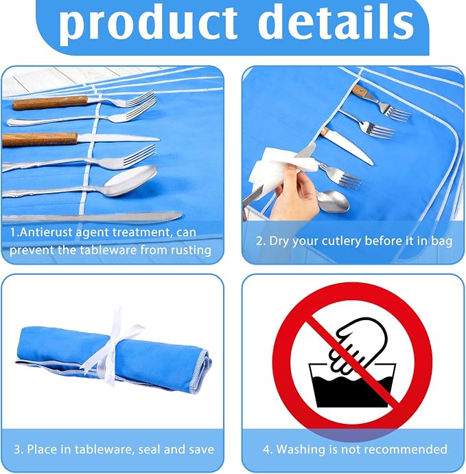 Weewooday Silver Storage Bags Anti Tarnish Silver Protector Bags Blue Holder - Image 3