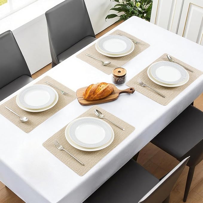 POLYTE Indoor/Outdoor Washable Woven Vinyl Table Dining Placemats - Image 6