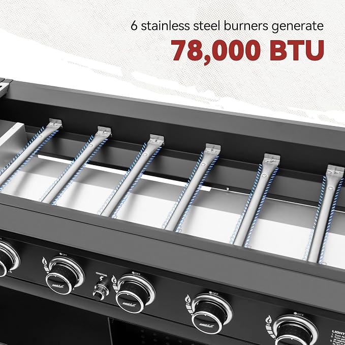 Royal Gourmet GB6000 6 Burner Propane Gas Griddle - Image 7