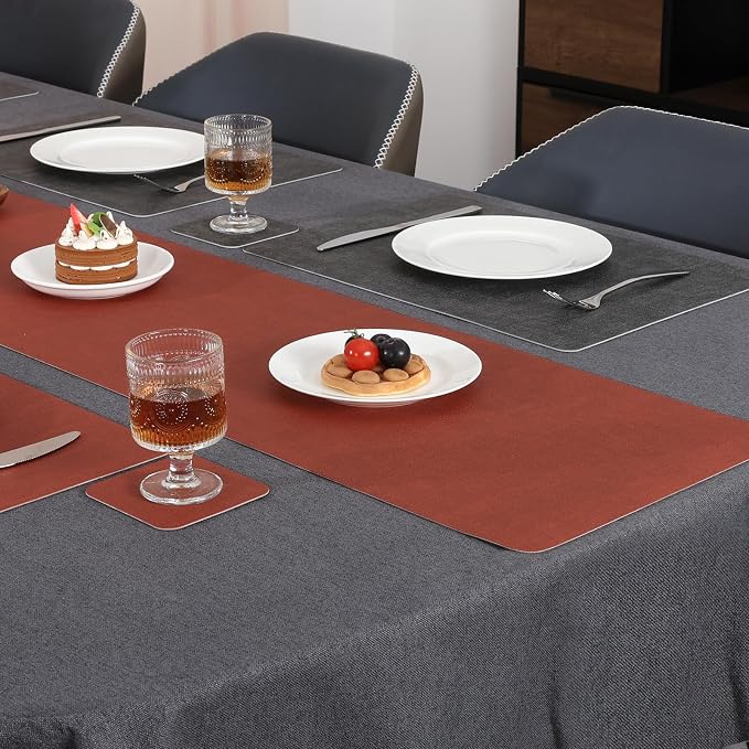 Table Runners 72 Inches Long, Dual-Sided Faux Leather Farmhouse Table Runner - Image 9