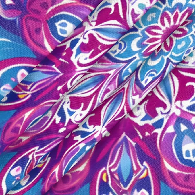 Mandala Vintage Flowers Round Table Cloth Cover, Elastic Edge Waterproof - Image 3
