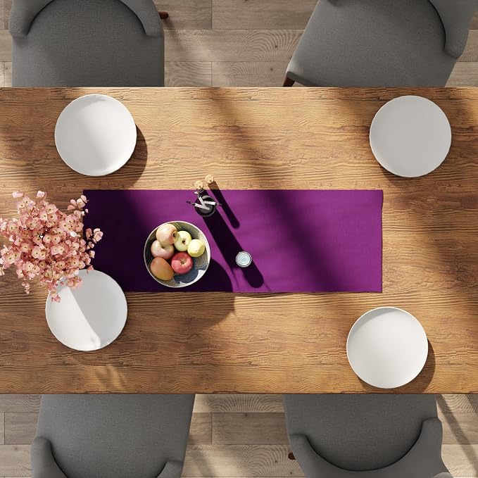 Encasa XO Table Runner 13"x36" Long | Cotton Canvas Fabric | Purple Solid Color - Image 4