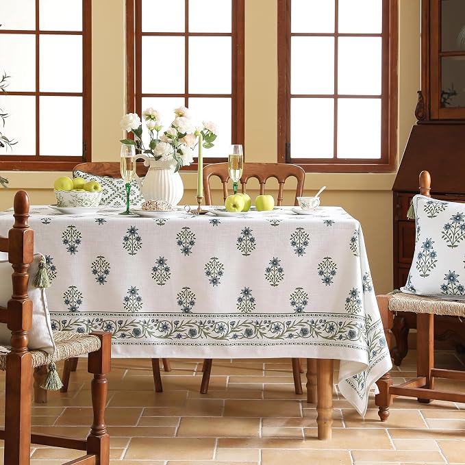 ISAENNE Designer White Linen Table Cloth - Image 2