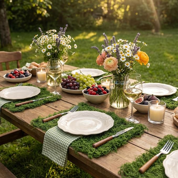 Zeyune 6 Pcs Fake Moss Table Runner - Image 4