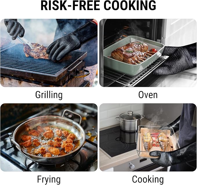 ThermoPro 932°F Heat Resistant BBQ Gloves, Oil & Slip-Resistant Neoprene Oven - Image 7