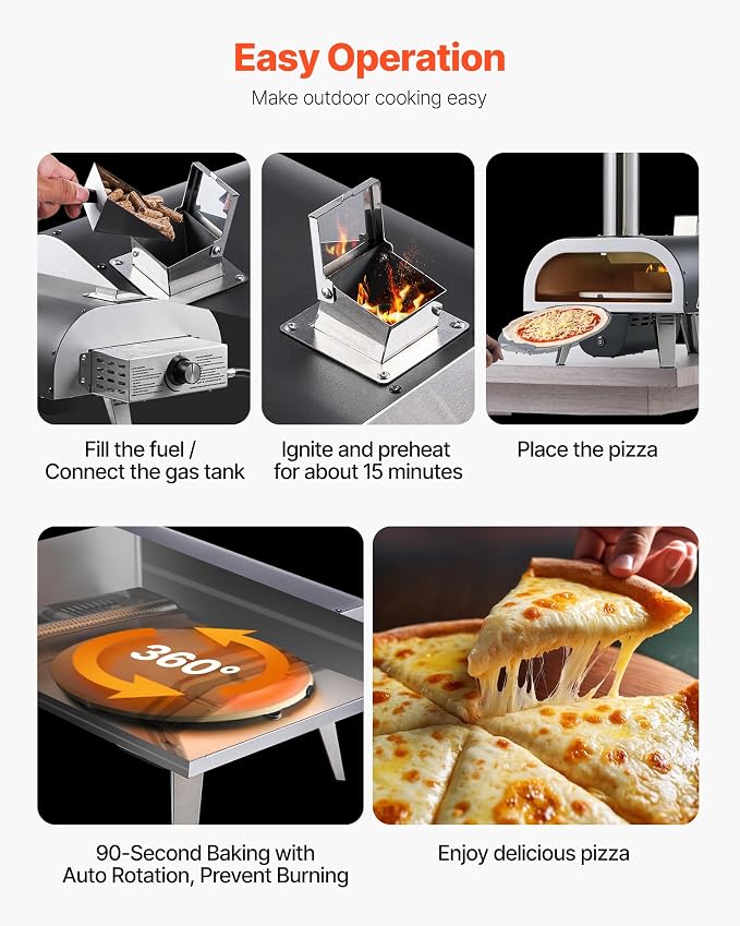 VEVOR Dual Fuel Outdoor Pizza Oven, - Image 8