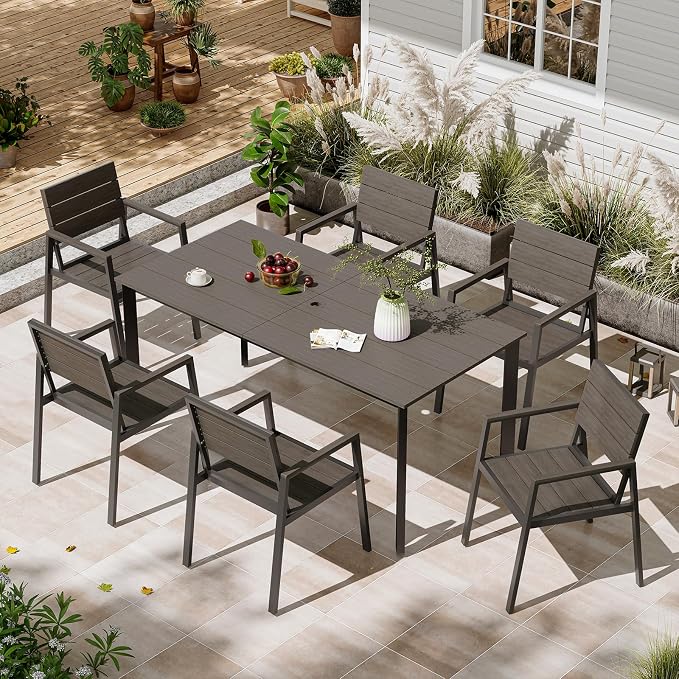 Patio Table and Chairs Set, 7 Piece Outdoor Dining Set by Oasbira