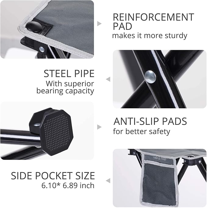 Triple Tree 2 Pack Folding Camping Stool, 13.8 Inch Small Portable Lightweight - Image 3