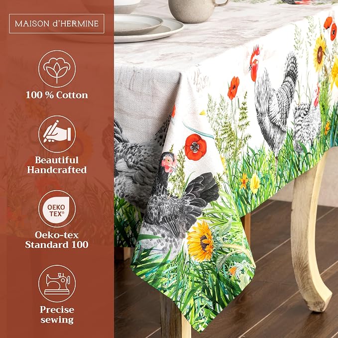 Maison d' Hermine Table Cloth Rectangle Table 100% Cotton 60 x 90 Inches - Image 2