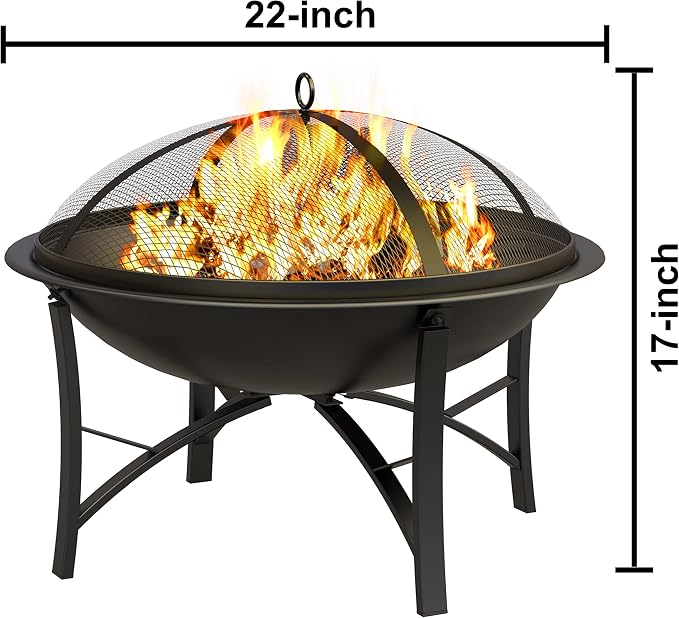 Fire Beauty Fire Pit for Outside Wood Burning, BBQ Grill Steel Fire Bowl - Image 6