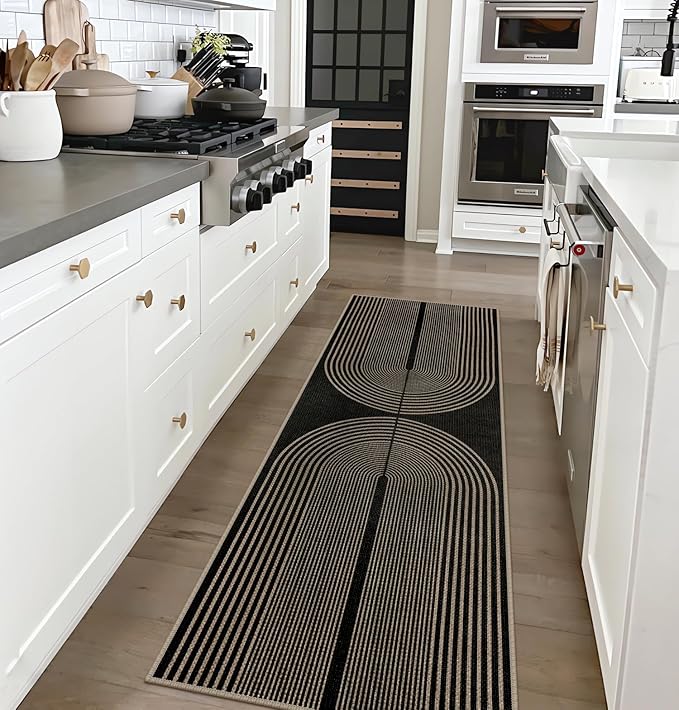 Easy Jute Rainbow Runner Rug, 2x6 Black Washable Rugs Runner - Image 5