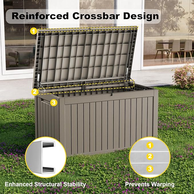 EasyUp 280 Gallon Outdoor Storage Box Waterproof, UV Resistant Resin Deck Box - Image 6
