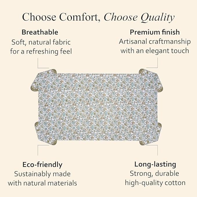 CPC Tablecloth 100% Cotton 80x120 Inch Indian Block Print Rectangle Table Cover - Image 6