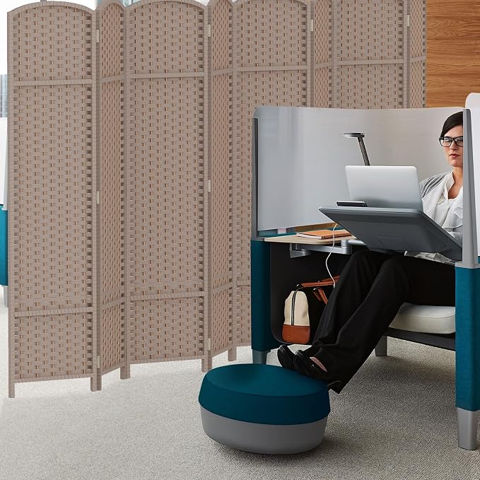 Room Divider 8 Panel Screen 5.6 Ft Tall Partition Room Dividers Beige Privacy - Image 5