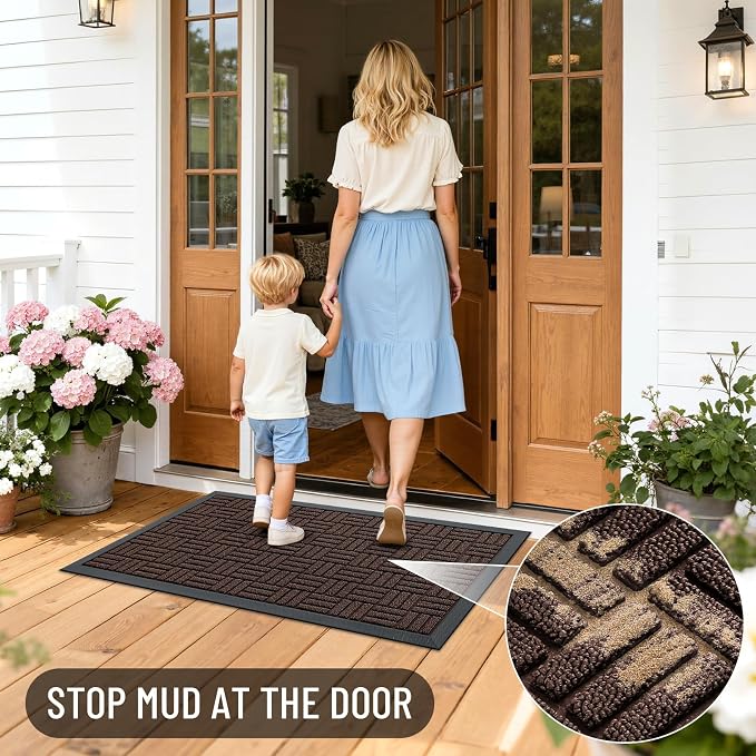 OLANLY Front Door Mat Outside Entrance 33x21, Heavy Duty Sturdy Natural Rubber - Image 7