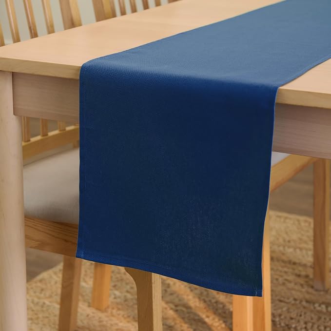 Encasa XO Table Runner 13"x91" Long | Cotton Canvas Fabric | Cobalt Solid Color by EncasaXO