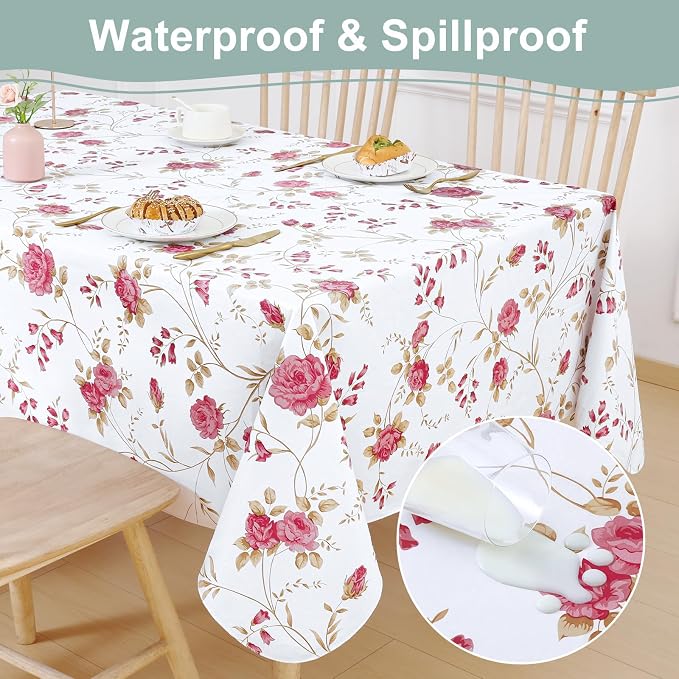 misaya Rectangle Waterproof Vinyl Table Cloth, Plastic Tablecloth - Image 2