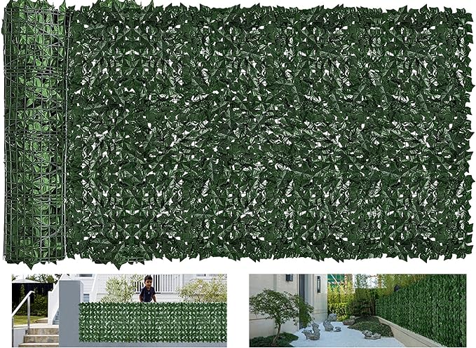 Faux Ivy Privacy Fence Screen Outdoor Expandable Artificial Greenery Roll Fake by Moeput