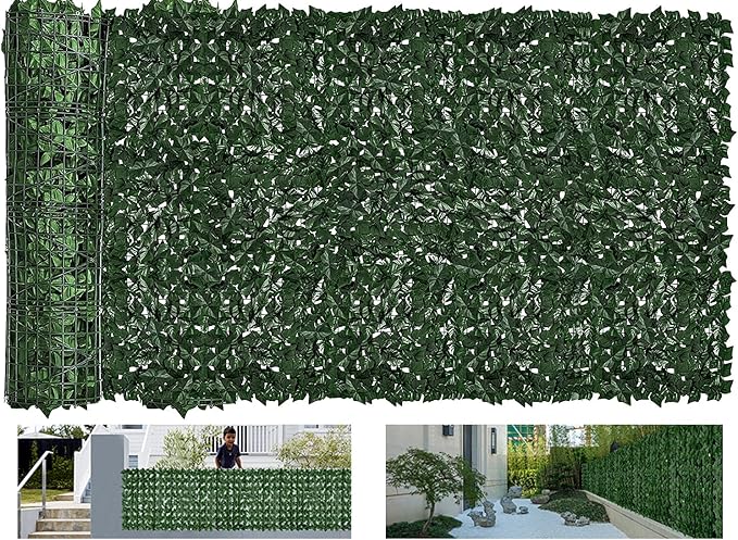 Faux Ivy Privacy Fence Screen Outdoor Expandable Artificial Greenery Roll Fake by Moeput