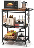 Microwave Kitchen Cart with Push Handle, 3 Tier Rolling Cart with 2 Lockable by Unknown