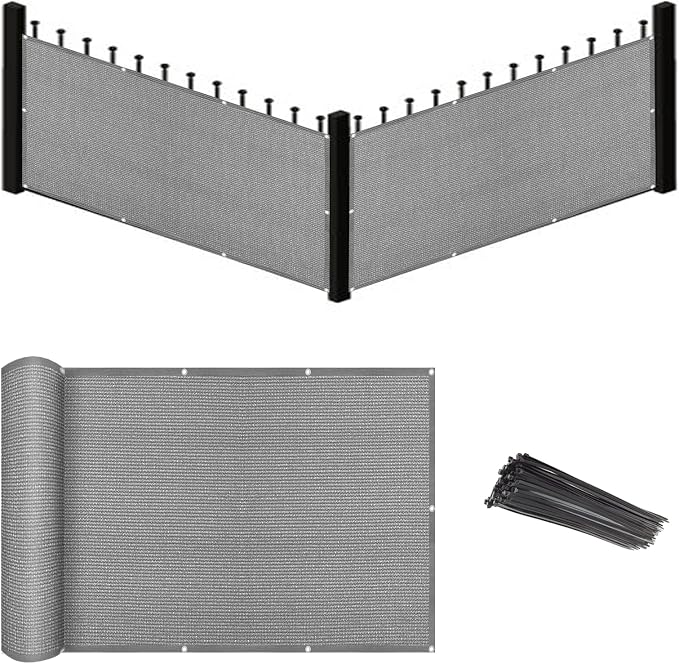 Eden's Decor Balcony Privacy Screen Grey 2'6"x 8' Cover Mesh Windscreen by EdensDecorInc