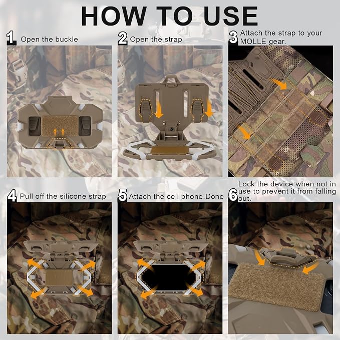 Plate Carrier Accessories Tactical Gear Molle Vest Phone Chest Mount Holder - Image 4