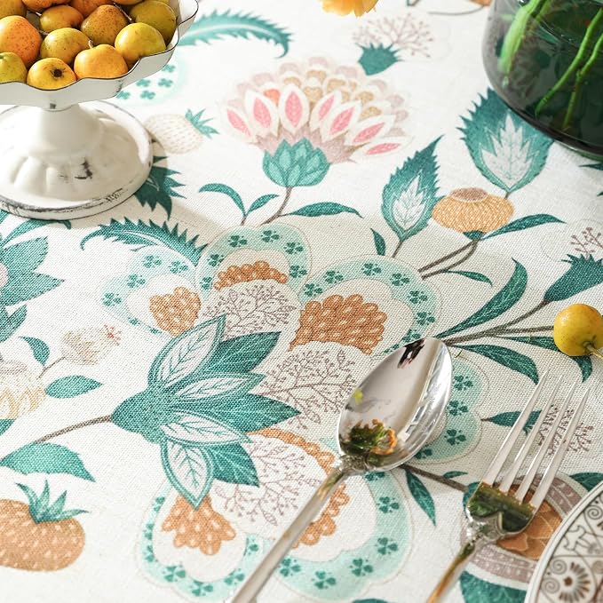 patdrea Designer French Green Small Square Table Cloth, Vintage Italian Floral - Image 3