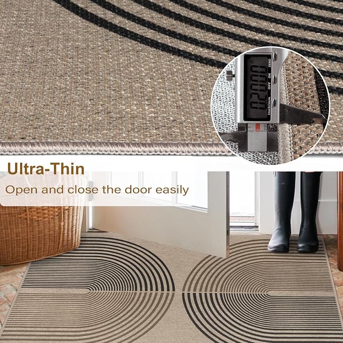Easy Jute Indoor Outdoor 5x7 Rug, Washable Modern Rainbow Rugs - Image 4