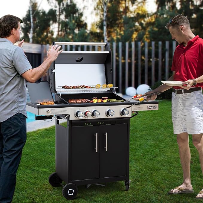 Brand-Man Portable Propane Gas Grill, 4 Burner Compact Cabinet Style Gas BBQ - Image 6