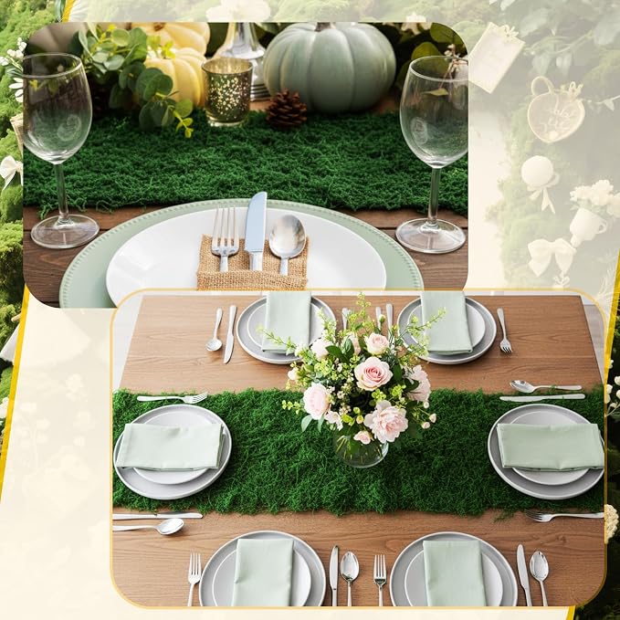 Zeyune 2 Pcs Fake Moss Table Runner - Image 7