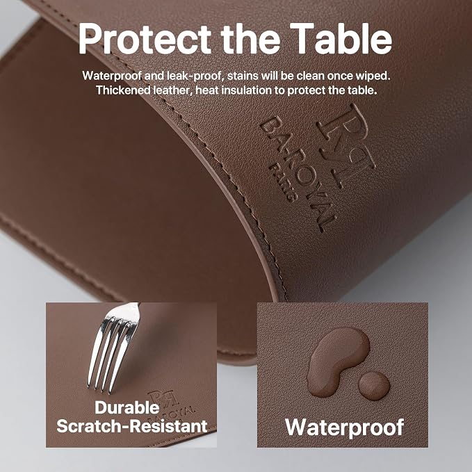 Faux Leather Placemats Set of 4 Vinyl Washable Wipeable Table Mats - Image 6