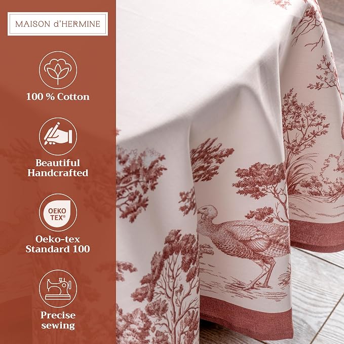 Maison d' Hermine Table Cloth Round Table 100% Cotton 69 Inches Fall Tablecloth - Image 2